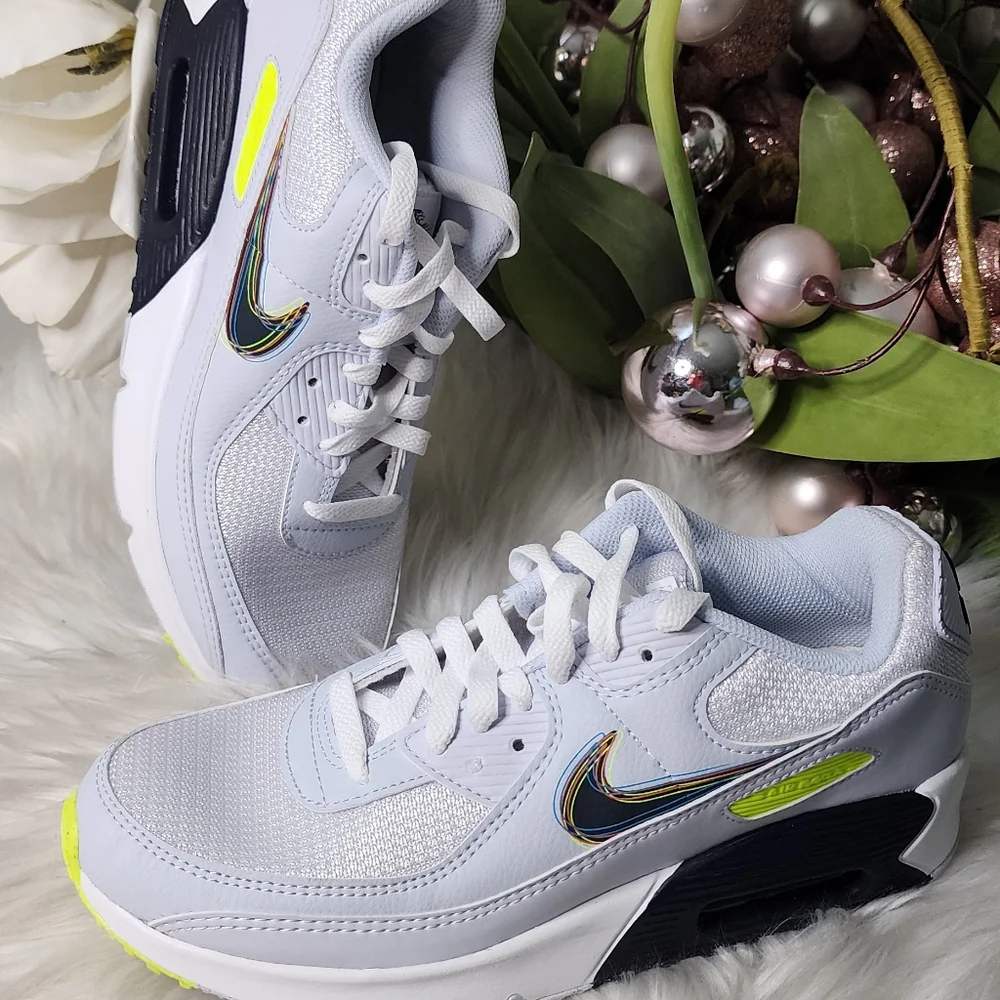 Nike Air Max 90 White/Blackened Blue-Volt (DV3480100) Women 8.5 New